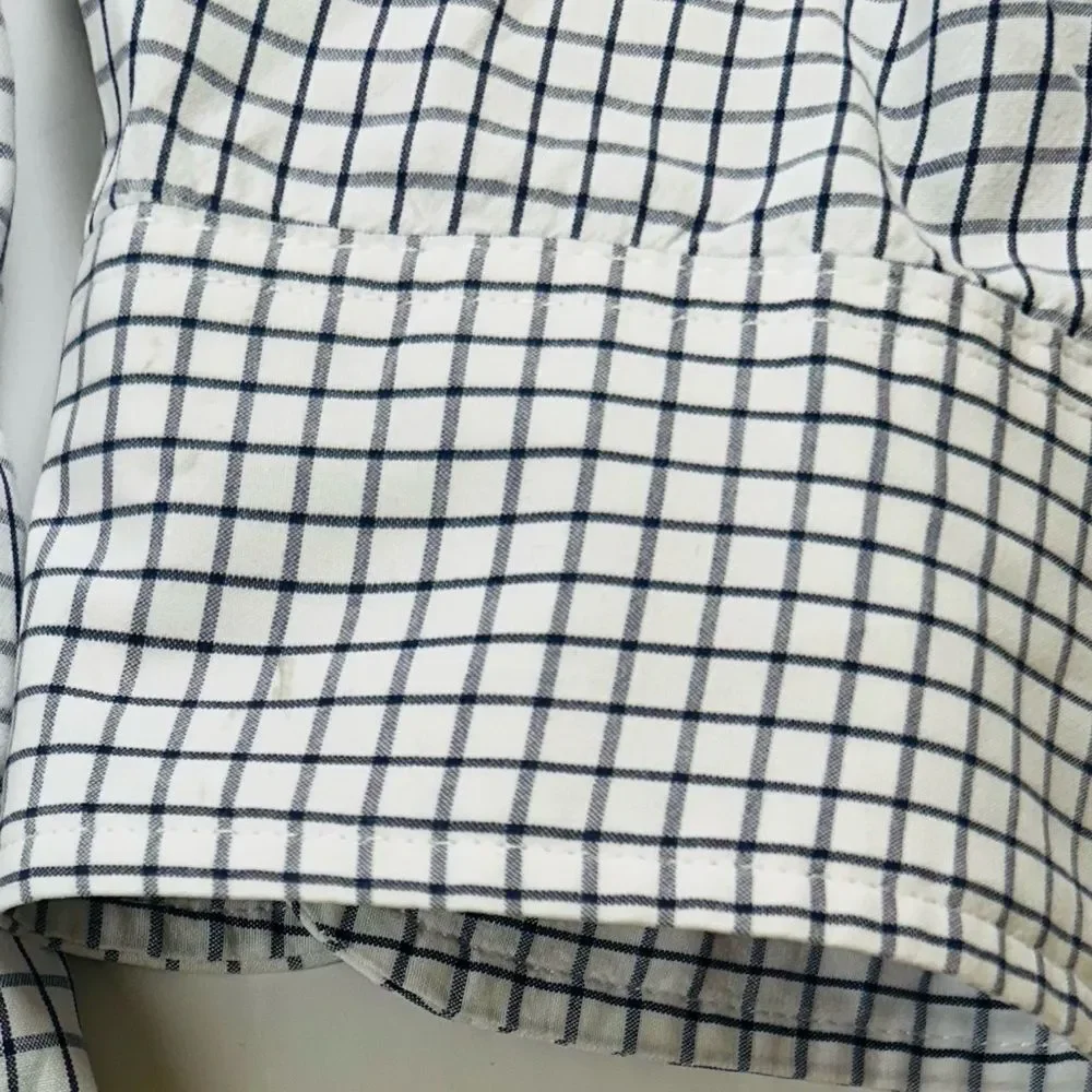 J.Crew Men’s SZ XL Slim Fit Button Down Shirt Classic White Navy Grid Check